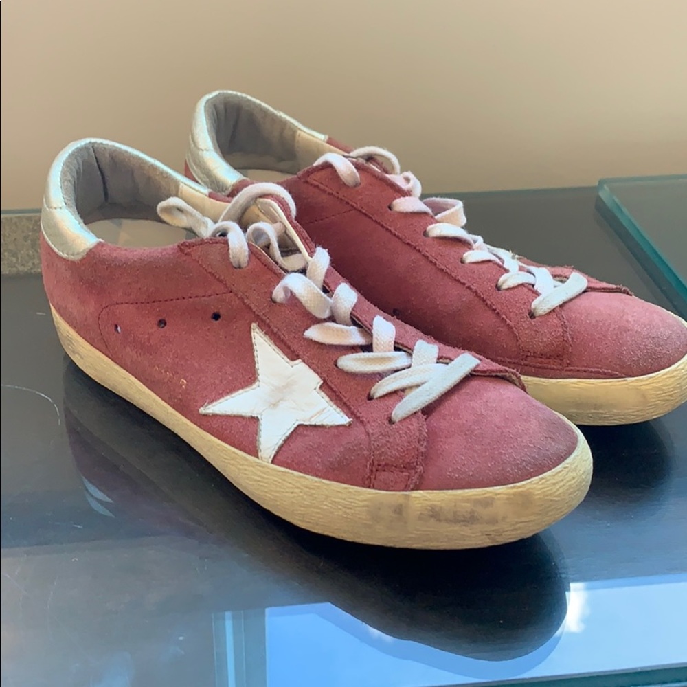 Red suede golden goose sneaker size 9